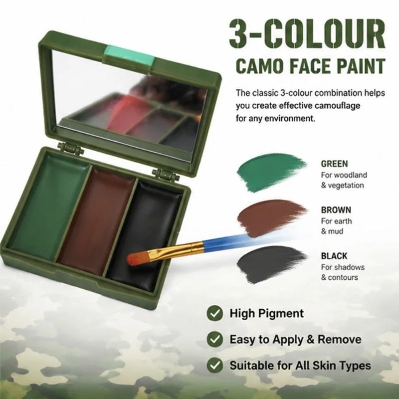 Pintura Facial de Camuflaje en - Camo Face Paint reseña y precio